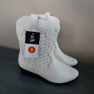 Art Class Jovi Western Boots - White  - Girls size 3 - NEW